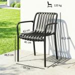 Conjunto de 4 Cadeiras de Jardim Empilháveis em PP com Encosto Curvado e Assento com Ripas 55x58,5x81,5 cm Preto