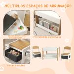 Mesas e Cadeiras Infantis Conjunto 2 em 1 com Armazenamento Mesa 61,5x61,5x48 cm Cadeiras 28,5x30,5x53 cm para Quarto Dormitório Cinza