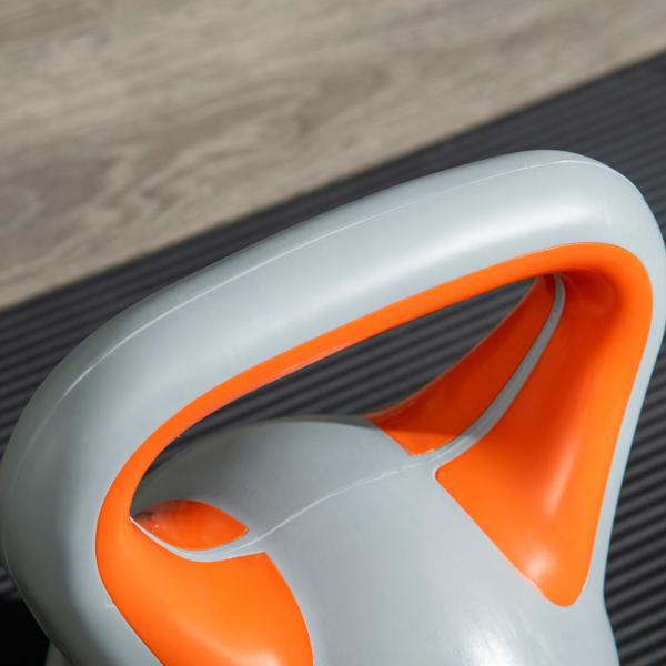 Kettlebell 8kg Peso Russo com Revestimento de PU e Enchimento de Areia para Treinamento 20x14x24cm Laranja e Cinza