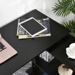 Mesa de Computador Secretária Mesa de Canto Giratória 360° com 5 Prateleiras 120x110x74,5 cm Preto