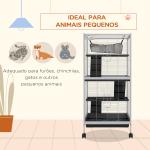 Gaiola para Roedores 52x52x113,5 cm Gaiola para Furões com Rodas 2 Portas 3 Rampas Rede Suspensa e Bandeja Removível Branco