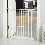 Barreira de Segurança para Cães Animais de Estimação 74 - 80cm para Escadas Portas e Corredor com Porta com Fechamento Automático e Sistema de Duplo Bloqueio Altura 76,2cm Branco