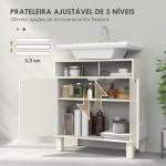 Móvel debaixo de Lavatório com Prateleira Ajustável para Lavatórios sem Pé 60x30x63 cm Branco Creme