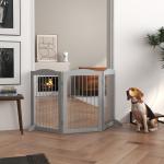 Barreira de Segurança para Cães Barreira de Segurança para Escadas e Portas Dobrável com Suporte de Pé 154x30x80cm Cinzento