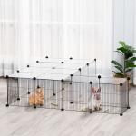 Recinto para Animais Pequenos com 27 Painéis e Forma Personalizável 140x70x70 cm Transparente e Preto