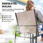 Conjunto de Mesa e Cadeiras de Jardim de 7 Peças com Mesa com Efeito Madeira e 6 Cadeiras com Assento Respirável Caqui