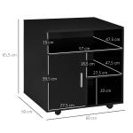 Armário de Escritório para Impressora Multifuncional com Prateleiras e Amplo Espaço de Armazenamento 60x50x65,5 cm Preto