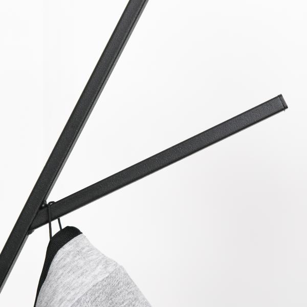 Cabide de Pé Metálico para Pendurar Roupa Bolsas com 9 Ganchos e Prateleira Cabide de Pé Moderno 45x45x180 cm Preto