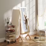 Espelho de Pé para Maquilhagem Reclinável com Estrutura de Madeira para Dormitório Vestidor 47x46x148 cm Carvalho