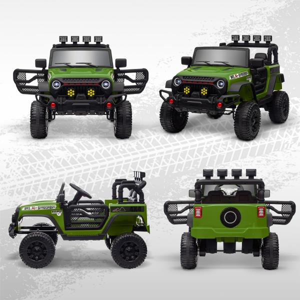 Carro Elétrico para Crianças com Bateria de 12V Controlo Remoto Faróis LED Buzina e Música 100x63x65 cm Verde