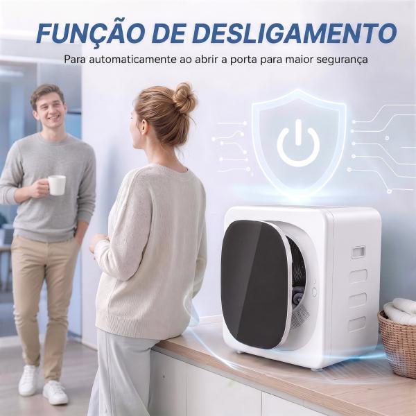 Máquina de Secar por Exaustão 4 kg 800W com Ecrã Tátil, Controlo de Tempo e Temperatura, Secagem Uniforme, Branco