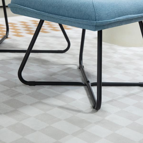Poltrona Sala de Estar com Apoio para os Pés Poltrona Relax com Pés de Aço em Forma de Cruz Azul Claro