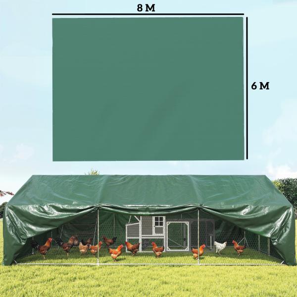 Lona Impermeável Exterior 6x8 m Toldo PE 90 g/m² Proteção UV com Ilhós Reforçados para Lenha Móveis de Jardim Verde