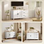 Aparador Moderno para Sala de Estar com 2 Portas e 3 Gavetas Prateleira Ajustável para Sala de Jantar Entrada 120x38x76 cm Branco