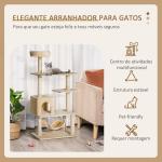 Árvore Arranhador para Gatos com plataformas múltiples Brinquedo suspenso Caverna espaçosa Rede macia Postes de coçar 70x40x152 cm Bege