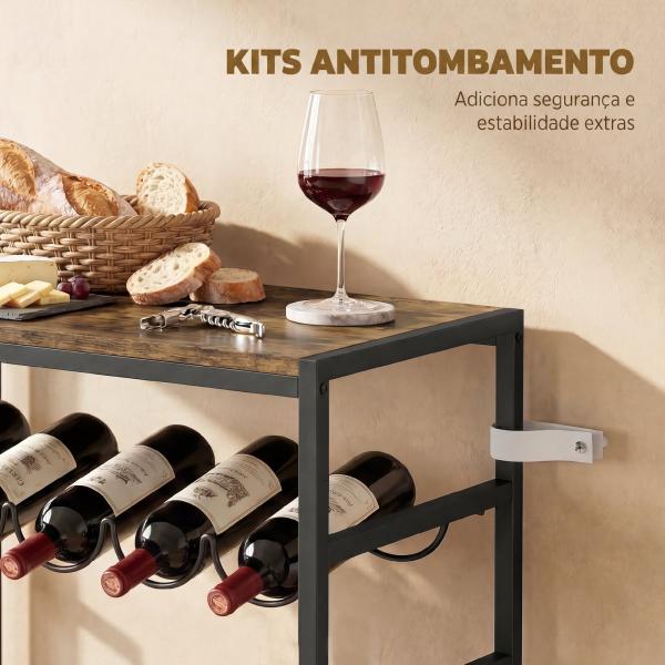 Garrafeira para 30 Garrafas de 6 Níveis com Superfície de Madeira Estilo Industrial 59x30x88,5 cm Castanho Rústico