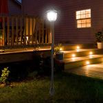 Candeeiro Solar com Painel Solar Candeeiro de Jardim com 6 LEDS Autonomia 6 - 8 horas Ø26x177 cm Preto
