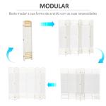 Biombo de 6 Paineis Separador de Ambientes Dobrável 242x170cm Divisória de Habitações de Fibra de Papel Branco