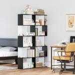 Estante para Livros Estante Alta de Parede com 5 Níveis em Forma de S Desenho Moderno 60x24x184,5 cm Branco e Preto