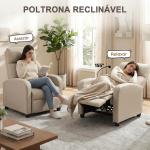 Poltrona Relax Reclinável até 155° Poltrona Reclinável Manual para Pessoas com Altura Inferior 195 cm 67x87x98 cm Bege