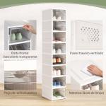 Sapateira Dobrável Organizador para Sapatos de 8 Níveis com Portas Transparentes para Sapatos até Tamanho 43 26x35x140 cm Branco