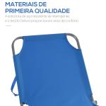 Espreguiçadeira Dobrável Espreguiçadeira de Jardim com Encosto Ajustável em 5 Posições para Terraço 187x55x24 cm Azul