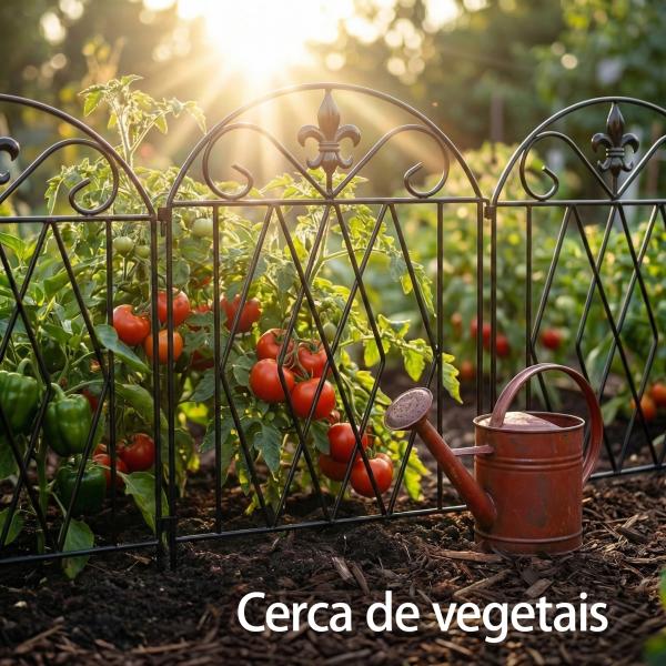 Conjunto de 4 Cercas de Jardim Metálicas 125x56 cm com Design Arqueado Resistentes e Fáceis de Instalar para Pátio Relvado Preto