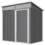 Abrigo de Jardim 1,9m² 195x122x182 cm com Base Reforçada (Chão NÃO Incluído) Porta Corredera Janelas Abrigo de Ferramentas Cinza Escuro
