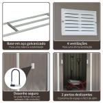 Abrigo de Jardim 213x130x185cm Abrigo de Jardim Metálico de Exterior com 2 Portas Deslizantes e 4 Janelas Cinza Claro