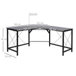 Secretária em Forma de L Secretária para Escritório com Estrutura de Metal Secretária de Canto 150x150x76 cm Preto