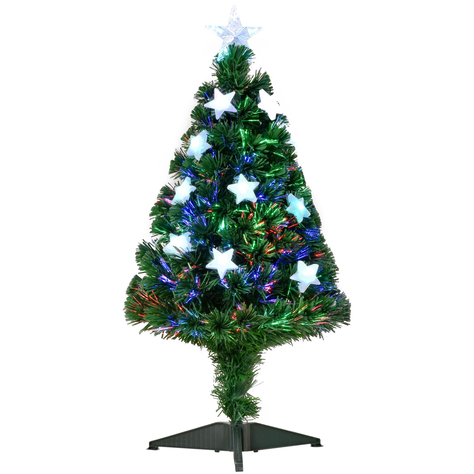 Árvore de Natal Artificial 90cm Árvore de Natal com 12 Luzes LED 3 Cores e 90 Ramos PVC Decoração de Natal Verde