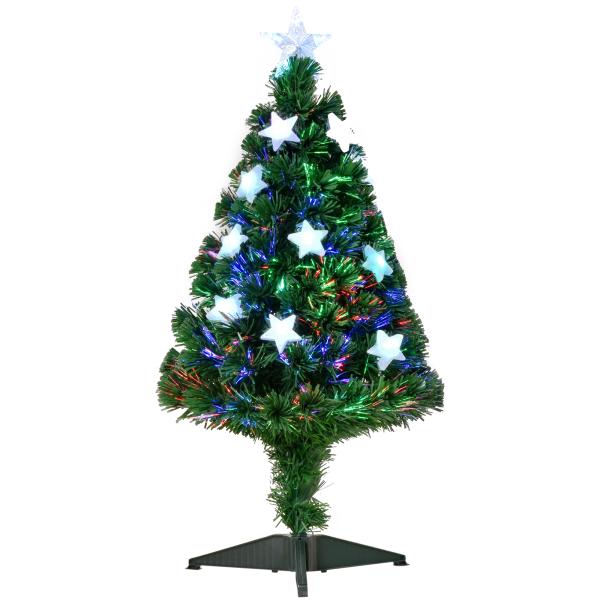 Árvore de Natal Artificial 90cm Árvore de Natal com 12 Luzes LED 3 Cores e 90 Ramos PVC Decoração de Natal Verde