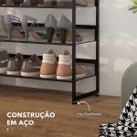 Sapateira Estreita de 5 Níveis em Aço para 15 Pares, Preta
