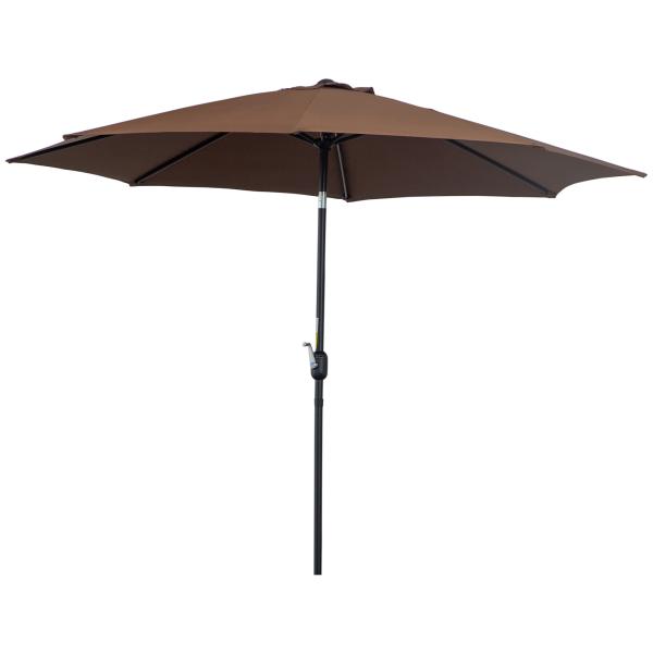 Chapéu de Sol de Jardim Ø295x250cm com Manivela Chapéu de Sol Exterior com Mecanismo de Inclinação e Mastro Desmontável de Metal para Terraço Piscina Pátio Café