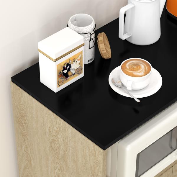 Carrinho de Cozinha com Rodas 2 Portas Prateleira Ajustável Porta - Especiarias para Sala de Jantar 75x40x80,5 cm Madeira