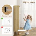 Sapateira Estreita com 3 Portas em Branco Brilhante Prateleiras Ajustáveis Pernas de Madeira para 18 Pares de Sapatos 60x24x127 cm