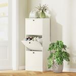 Sapateira Estreita com 3 Portas Sapateira para Entrada com Prateleiras Ajustáveis para 12 Pares de Sapatos 47x28x115 cm Branco
