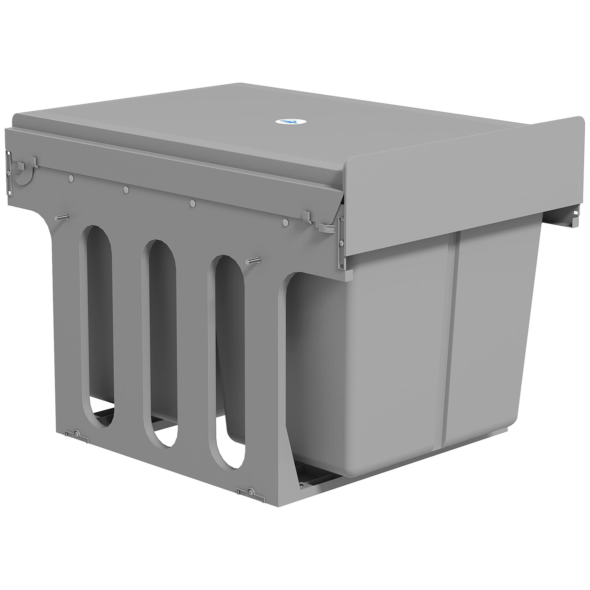 Balde de Lixo Embutido com 3 Recipientes Removíveis Capacidade Total 31L (15L+8Lx2) 48x34,3x35,1 cm Cinzento Claro