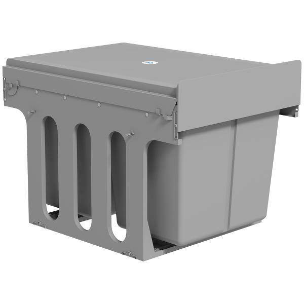 Balde de Lixo Embutido com 3 Recipientes Removíveis Capacidade Total 31L (15L+8Lx2) 48x34,3x35,1 cm Cinzento Claro
