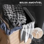 Cesto de Roupa de Bambu Dobrável Cesto para Roupa Suja com Tampa e Bolsa Amovível 40x30x60 cm Bambu