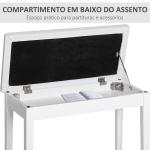 Banco de Piano Banco para Piano com Espaço de Armazenamento Assento de Couro Sintético Acolchoado 76x36x50 cm Branco