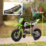 Mota Elétrica para Crianças com Bateria 12V Música Velocidade 2,4 - 5 km/h e Rodas Auxiliares 107x56x70 cm Verde
