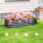 Caixa de Plantio de Exterior Grande em Aço Galvanizado para Cultivo de Plantas 150x62x30 cm Cinzento
