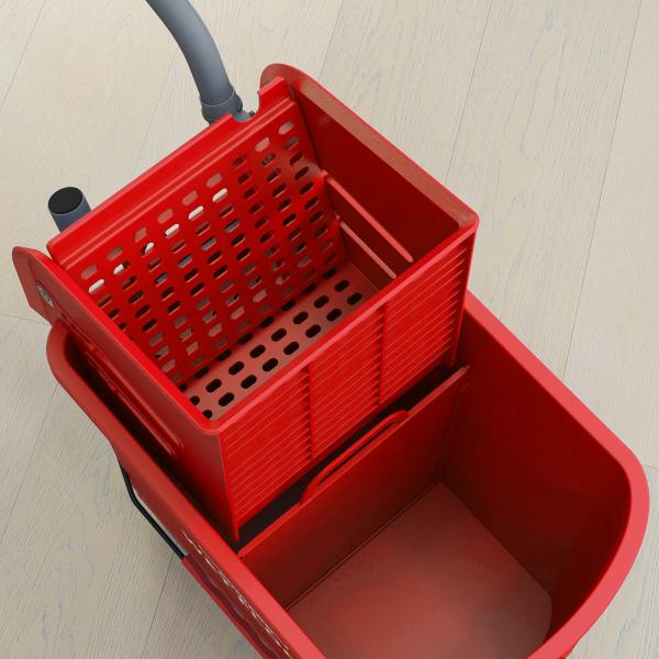 Balde de Limpeza 20L com Rodas e Espremedor Balde para Esfregona com Separador de Água 60x27x70,5 cm Vermelho