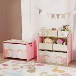 Estante para Brinquedos com 6 Caixas de Tecido não Tecido Amovíveis Organizador de Brinquedos 63x30x66 cm Rosa