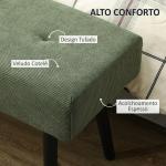 Banco de Pé de Cama em Bombazina com Assento Acolchoado, Design Capitoné e Pernas de Aço para Quarto Branco Verde