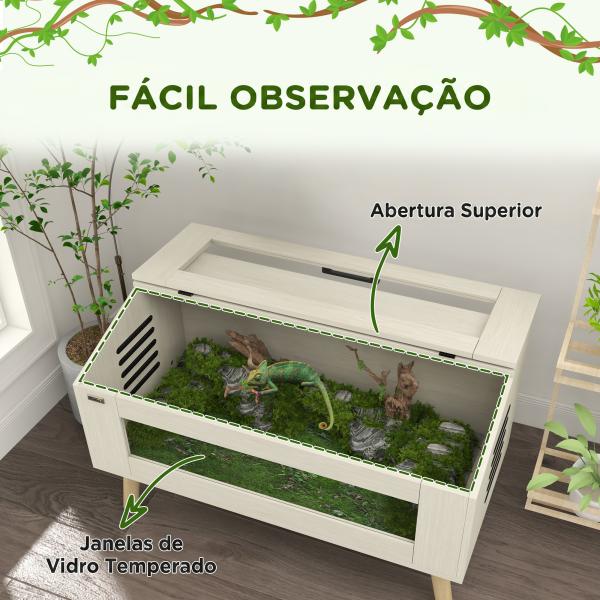 Terrário para Répteis com Vidro Temperado e Tampa Basculante para Cobras e Lagartos 100x50x60 cm Carvalho