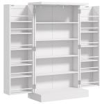 Armário de Cozinha Armário Despensa Cozinha com 2 Portas 16 Prateleiras Aparador Moderno 60x30x104 cm Branco