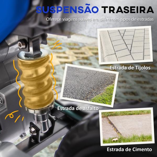 Mota Elétrica Infantil 12V com Música, Velocidade 2,4 - 5 km/h, Rodas Auxiliares, 107x56x70 cm, Azul