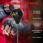 Saco de Boxe de Pé com Altura Ajustável de 4 Níveis Base Preenchida Luvas e Inflador Ø45x133 - 151 cm Preto